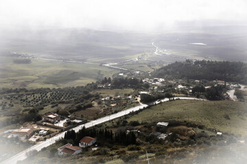 view from the castle over a village near Medina Sidonia, comarca of La Janda, province of Cádiz, Andalusia, Spain