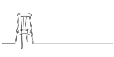 continuous line drawing of bar stool.single line drawing of high bar stool for cafe,home interior,furniture.single line vector illustration