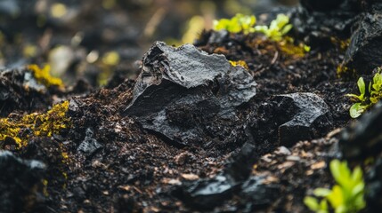 Natural organic peat mulch scattered across a garden bed for sustainable landscaping practices