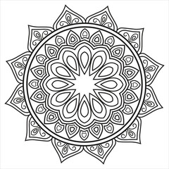 Oriental art line round vector mandala.