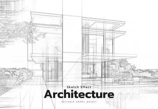 Architectural Blueprint Sketch Photo Effect