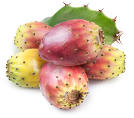 Opuntia fruit or prickly pear cactus isolated on white background. File contains clipping path.