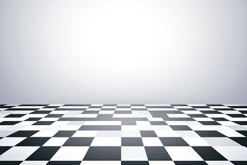 Naklejka premium Checkered Floor with Light Gray Wall