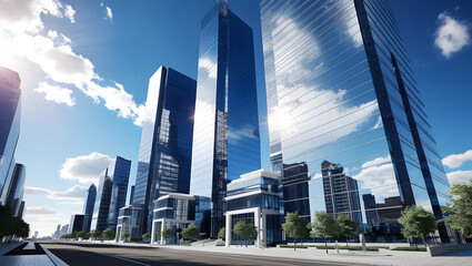 Fototapeta premium Modern office building with blue sky