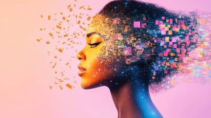 Digital concept showing AI analyzing user feedback, networked profiles and real-time data overlays