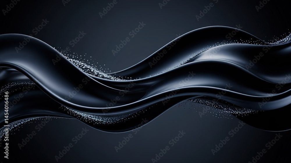 Poster abstract dark waves with sparkling details and elegant compositi