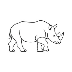 Simple outline illustration of a walking rhinoceros perfect for educational materials animal identification projects or design elements.