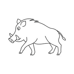 Simple line art illustration of a wild boar depicting an animal outline against a white background for educational purposes.