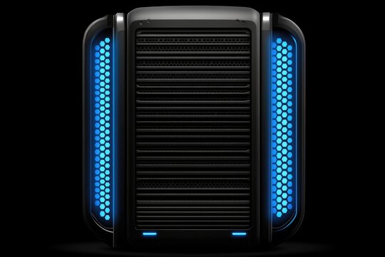 Futuristic server panel with glowing accents