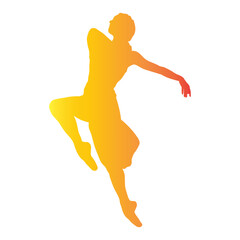 Woman Ballet Dancer Silhouette in Gradient Color Design. Vector Illustration.