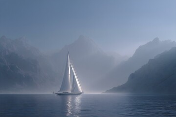 Amazing white sailing yacht in the sea