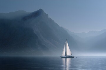 Amazing white sailing yacht in the sea