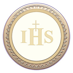 Komunia, opłatek, IHS