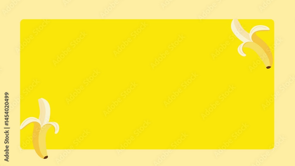 Poster a simple scene with two bananas sliding into a calm yellow gradient, giving a minimalist and modern 