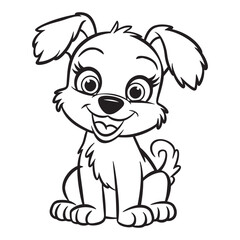 Cute cartoon dog coloring page design