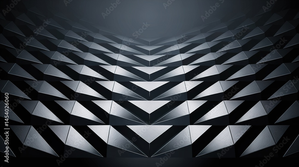 Poster abstract geometric pattern of triangles in monochrome with drama