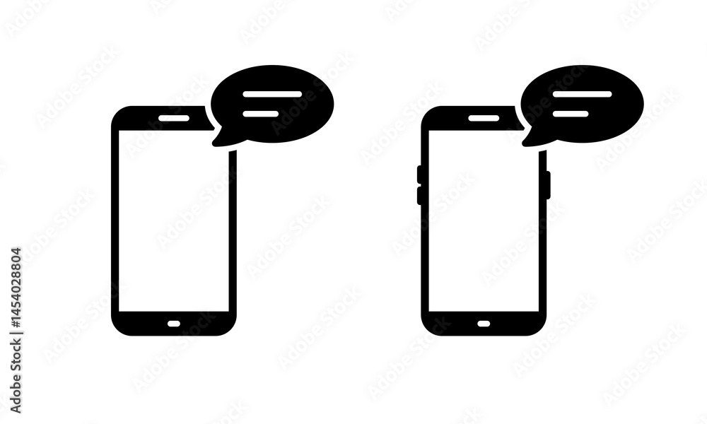Poster message phone icon. speech bubble with smartphone sign symbol