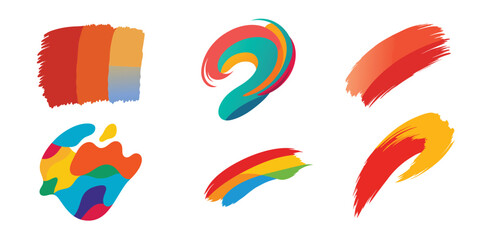 vector set of colorful splashes on white background