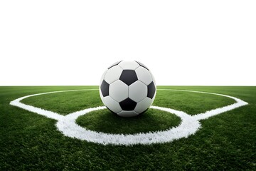 The soccer ball rests at center circle amid the stadium's verdant artificial turf