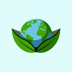 Obraz premium Green leaf is surrounding a globe, representing the Earth