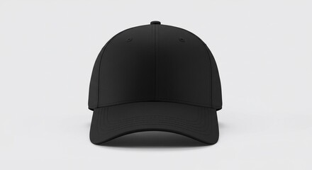 Plain Black Baseball Cap on White Background
