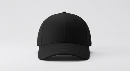 Plain Black Baseball Cap on White Background