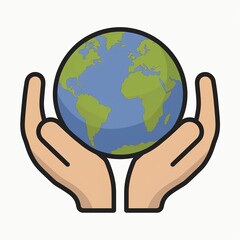 Hand holding a globe with the words "Earth" written on it