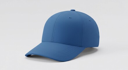 Plain Blue Baseball Cap on White Background