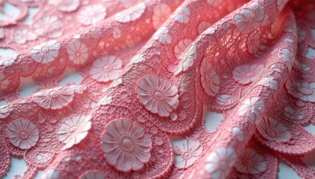 Intricate floral pattern lace fabric, close-up , art, background, dantel