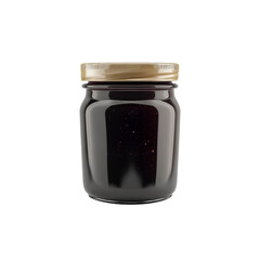 Glass Jar of Dark Berry Jam with Gold Lid