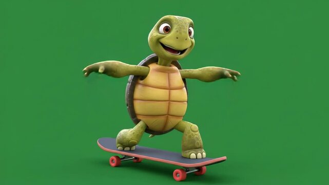 Shell Shocked: A skateboarding turtle's exhilarating ride!