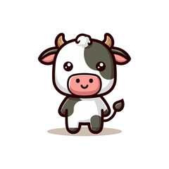 Adorable Standing Cartoon Cow Character
