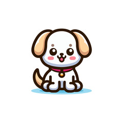 Sweet Sitting Cartoon Puppy with Big Eyes