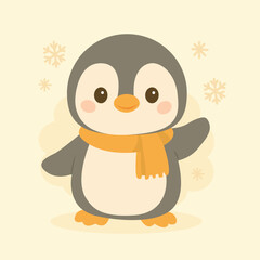 Cute Penguin with Scarf – Winter Vector Illustration for Kids