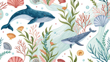 seamless pattern with fishes