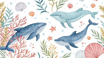 seamless pattern with fishes
