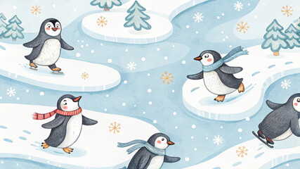 penguins in winter