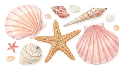 seashells and starfish