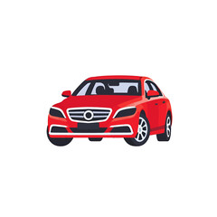 Naklejka premium Red Sedan Car Illustration For Web And Print