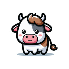 Adorable Standing Cartoon Cow Character