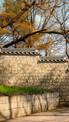 Old Korean Wall in Fall at Changdeokgung Palace