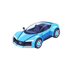 Isometric Blue Sports Car Illustration For Modern Design