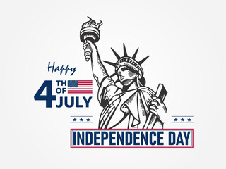 Fourth of July Celebration Poster with Statue of Liberty