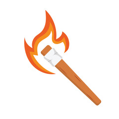Wooden Torch Flat Illustration. Clean Icon Design Element on Isolated White Background