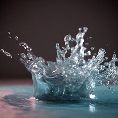 Stunning Closeup of a Water Splash Crown with Teal and Pink Hues