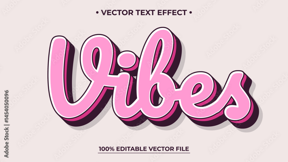 Poster editable text effect vibes vintage 3d retro style premium vector