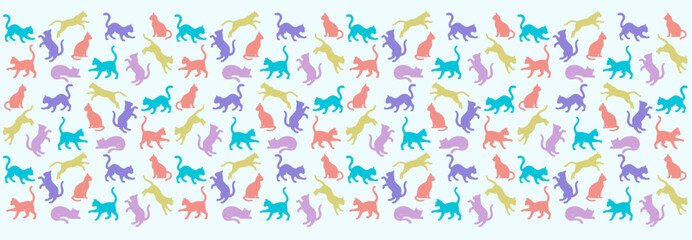 seamless pattern of cats with pastel tones color