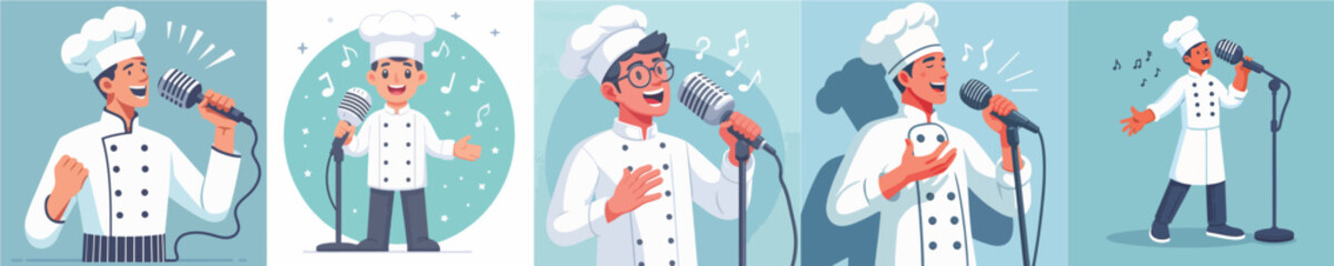 chef vector singing using microphone