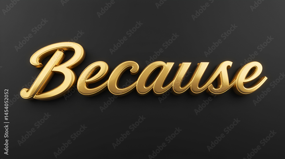 Fototapete because - gold text on black background - 3d rendered royalty free stock picture. this image can be 