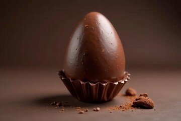 Dark chocolate egg, foil wrapper, shiny finish, intense, food